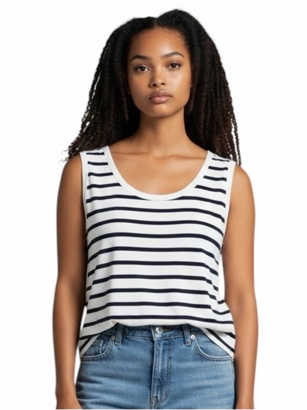 D&Co•Striped Scoop Neck Tank Top